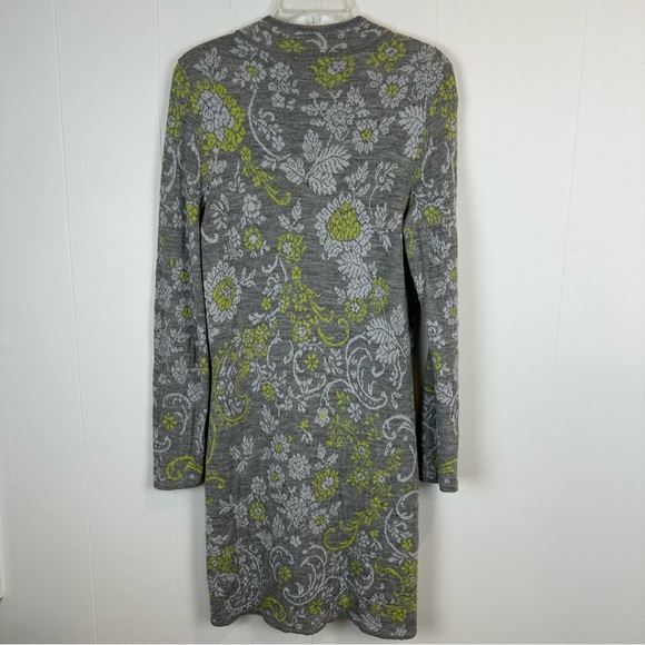 Novica Alpaca Gray Floral Long Cardigan Coat M - Picture 7 of 15